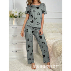 Women's milk silk cute printed pajamas suit