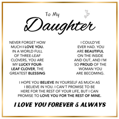 Daughter's 4-Leaf Clover Lucky Charm Necklace and Forever Rose Gift Box