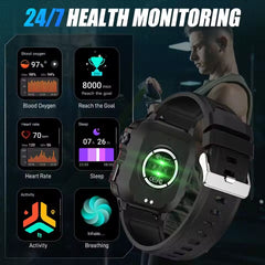 【Hot Selling】Timack® Smart Watch For Huawei Xiaomi Military Men Flashlight Waterproof Outdoor Sport Tracker HD Bluetooth Call Smartwatch