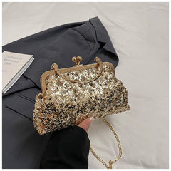 Fashionable Sequined Shell, Unique and Shiny, Elegant and Stylish Chain, Casual Hand-held Crossbody Bag
