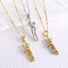 Couple Gold and Silver Dance Pendant Necklace