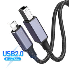 USB Printer Cable USB Type B Male to 8-Pin Male USB 2.0 Cable for iPhone 14 Canon Epson HP ZJiang Label Printer USB Printer