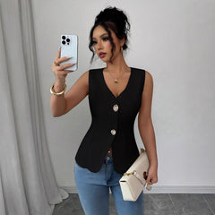 New Summer Fashion Sleeveless Women's Top with A Slimming and Elegant Look