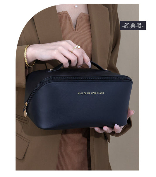 Large Capacity Portable PU Pillow Makeup and Toiletry Storage Bag