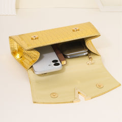 Gold/Red/Silver/Black Alligator Leather Textured Aristocratic Ladies Handbag