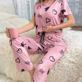 Women's milk silk cute printed pajamas suit