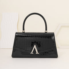 Gold/Red/Silver/Black Alligator Leather Textured Aristocratic Ladies Handbag