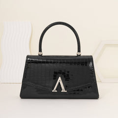 Gold/Red/Silver/Black Alligator Leather Textured Aristocratic Ladies Handbag