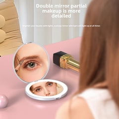 পোর্টেবল ডেস্কটপ ফোল্ডিং মিরর LED লাইট গ্রুমিংয়ের জন্য
