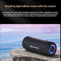 Awei KA8 Portable Stereo Bluetooth Speaker with Colorful Lighting and IPX5 Waterproof Series Speaker