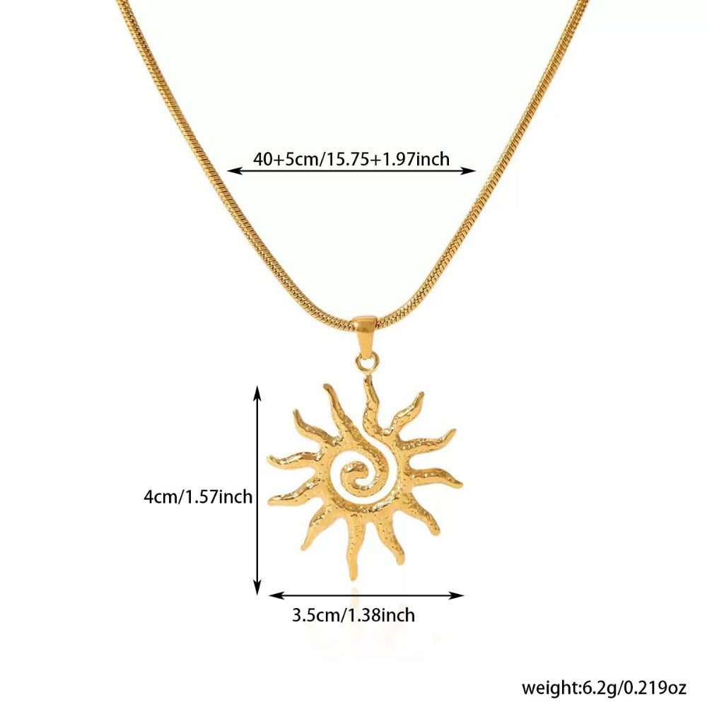 Fashion Hollow Sun Titanium Steel Personality Creative Spiral Clavicle Necklace