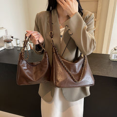 Soft Surface Retro Large-capacity Bag, Women's Single-shoulder Underarm Bag, Commuter Quality Crossbody Bag