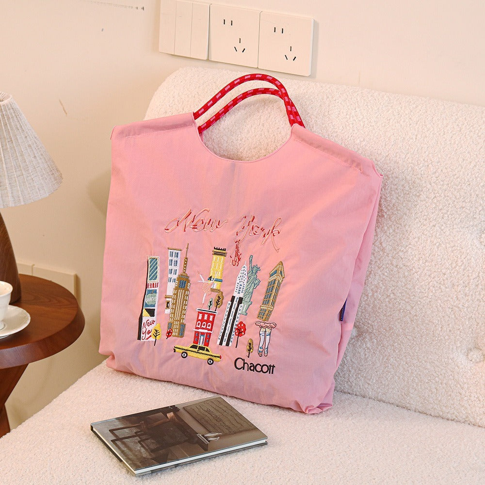 Japanese-style Embroidered Shopping Bags for Women, Fashionable, Niche and Large-capacity Bags