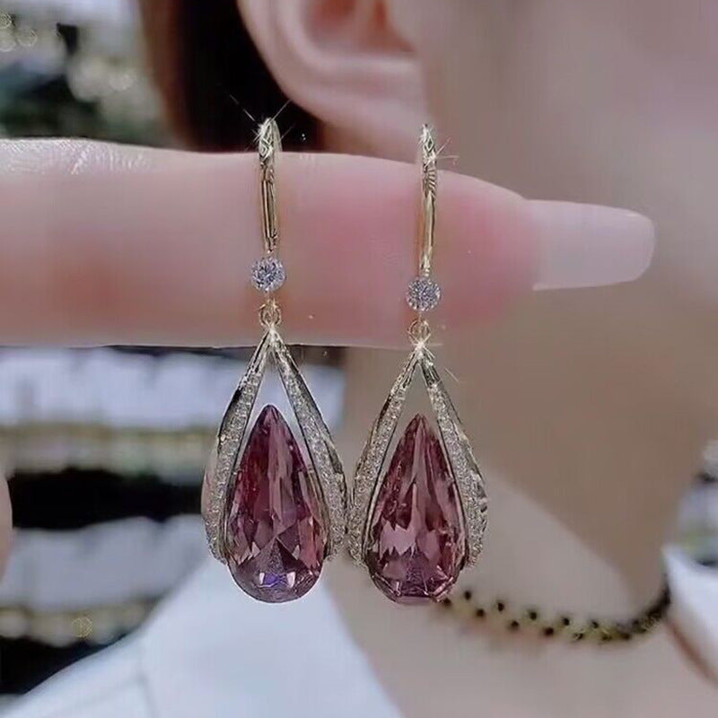 Feminine, Trendy, Luxurious, Versatile, Fashionable and Elegant Earrings with Water Drop Hooks