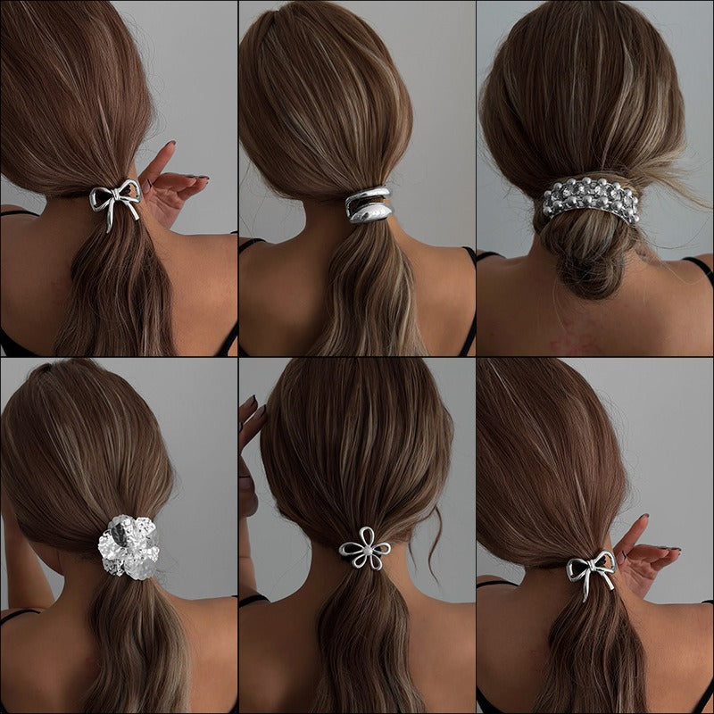 High-end Ponytail Hair Band, Fashionable Bow, Alloy Headwear and Hair Tie