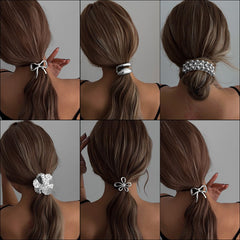 High-end Ponytail Hair Band, Fashionable Bow, Alloy Headwear and Hair Tie