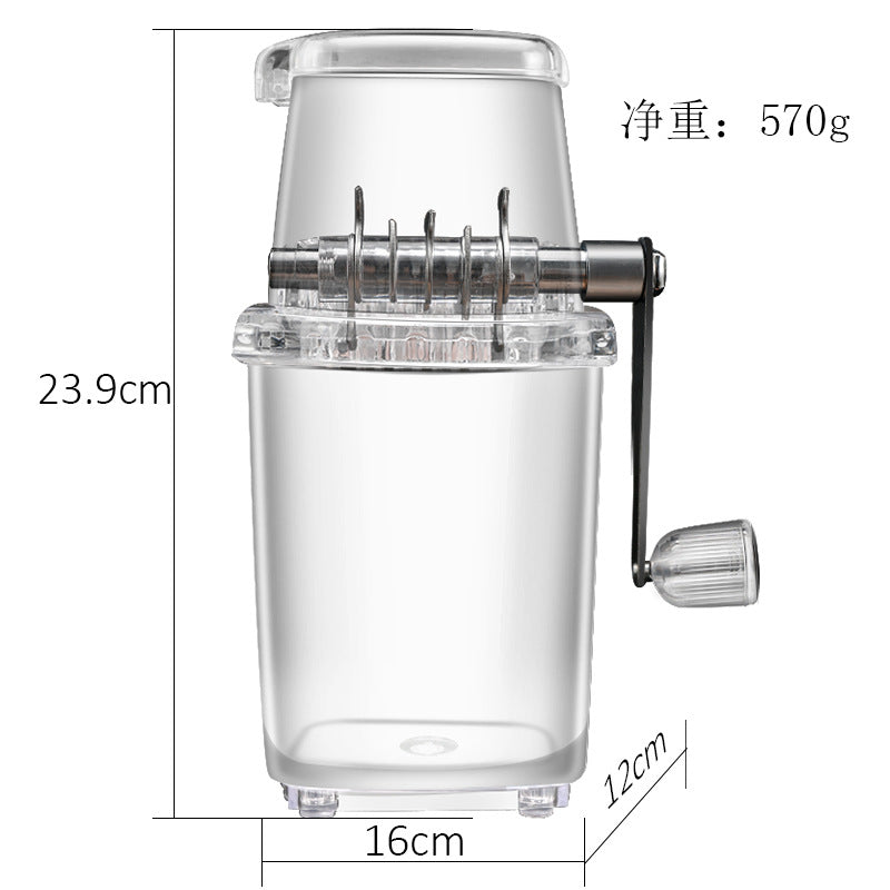 DIY Manual Ice Crusher, Transparent Multi-purpose Hand-cranked Shaved Ice Machine