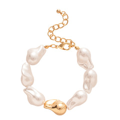 Retro Baroque Imitation Pearl Irregular Geometric Bracelet, French Fashion, Simple and Elegant for Women