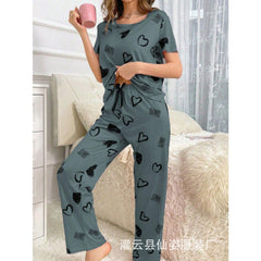 Women's milk silk cute printed pajamas suit