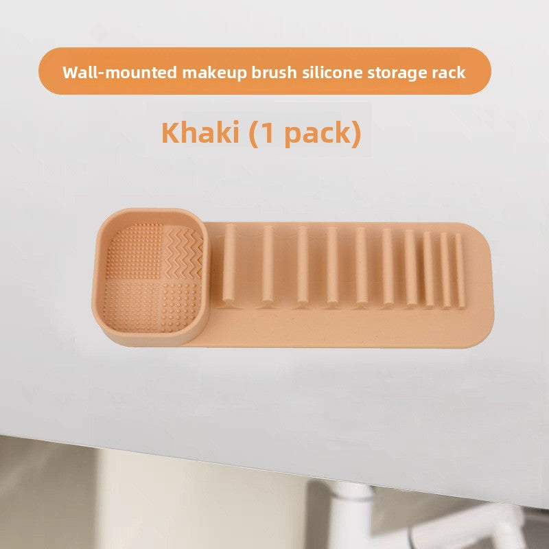 Multi-functional Washing, Brushing and Drying Integrated Makeup Brush, Silicone Beauty Brush Drying Rack, Automatic Adsorption Rack