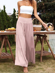 Casual Wide-leg Cotton-linen High-waisted Pants