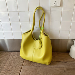 Solid-color Minimalist Tote Bag, A Fashionable, Versatile and High-end Single-shoulder Underarm Bag for Women