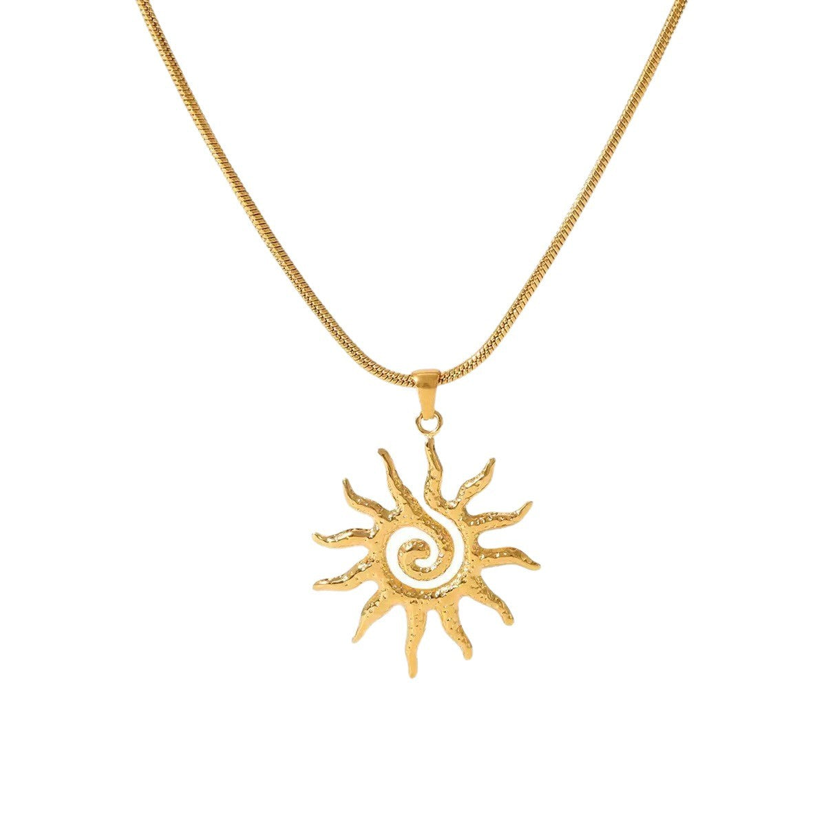 Fashion Hollow Sun Titanium Steel Personality Creative Spiral Clavicle Necklace