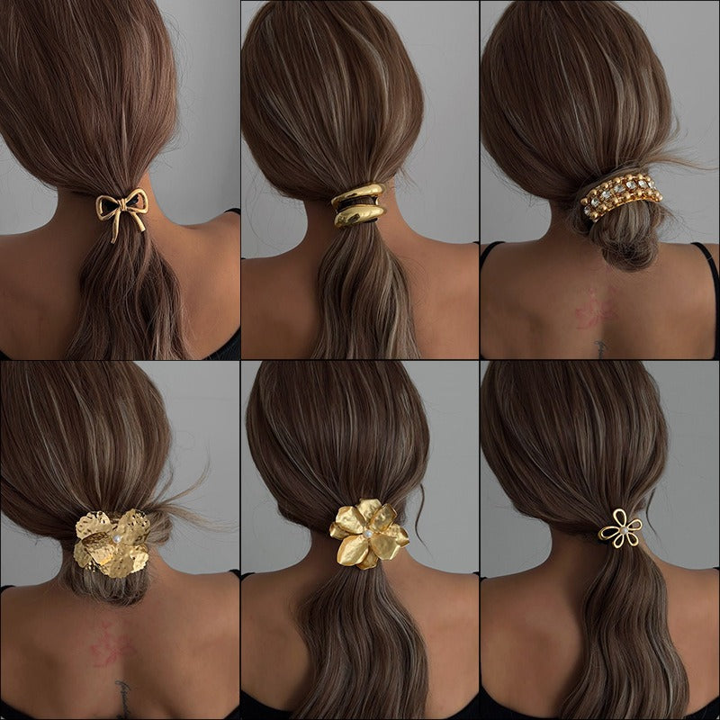 High-end Ponytail Hair Band, Fashionable Bow, Alloy Headwear and Hair Tie