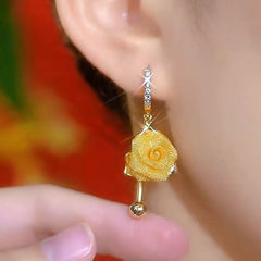 Elegant Rose Earrings, Fashionable and High-end Ear Buckles, Exquisite and Grand Earrings