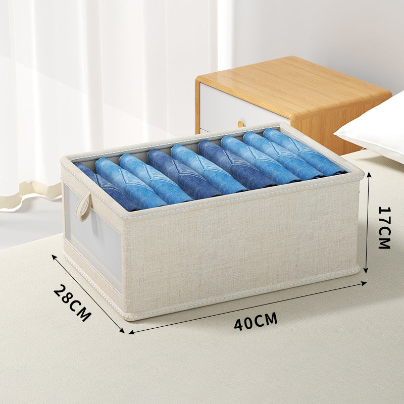 Japanese-style Cotton and Linen Clothing Storage Box, Fabric Foldable Storage Box,Clothing Storage and Organization Box,Home Wardrobe