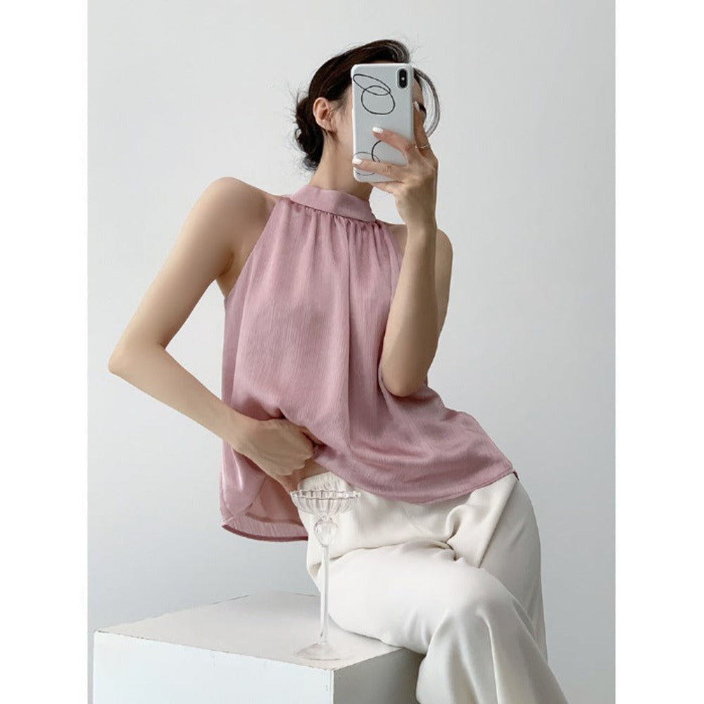 Off-the-shoulder Halter Top for Women, Sleeveless and Versatile Vest, with A Unique and Sophisticated Design