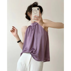 Off-the-shoulder Halter Top for Women, Sleeveless and Versatile Vest, with A Unique and Sophisticated Design