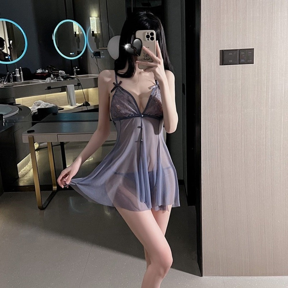 Sexy Lace Sweet Bow Pajama Set