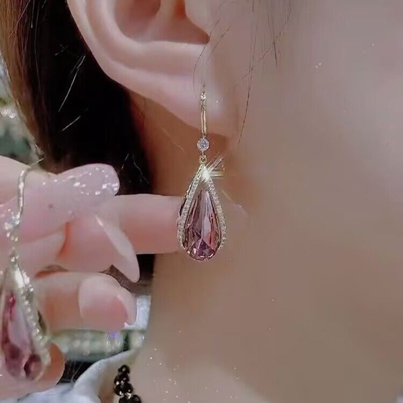 Feminine, Trendy, Luxurious, Versatile, Fashionable and Elegant Earrings with Water Drop Hooks