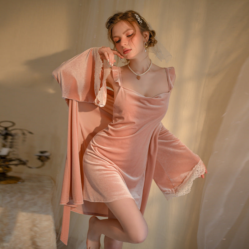 Home Simple Velvet Princess Pajama Set