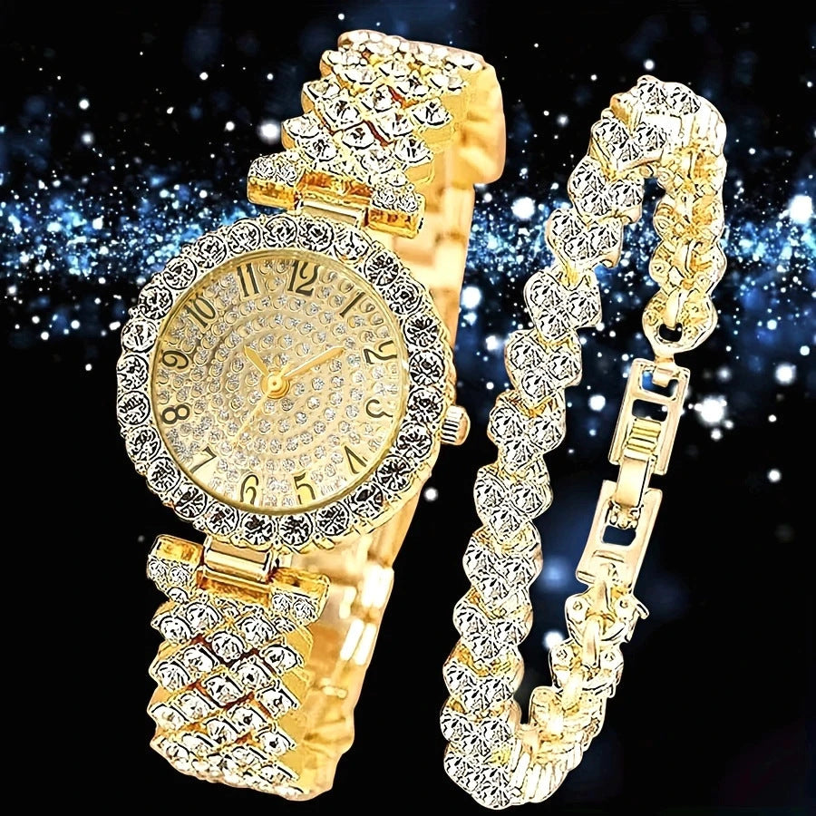Full Diamond Women's Watch with Free Diamond Bracelet