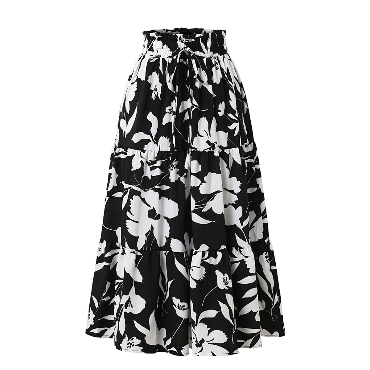 Printed A-line Skirt, Summer High-end Pleated Skirt, Half Skirt for Women