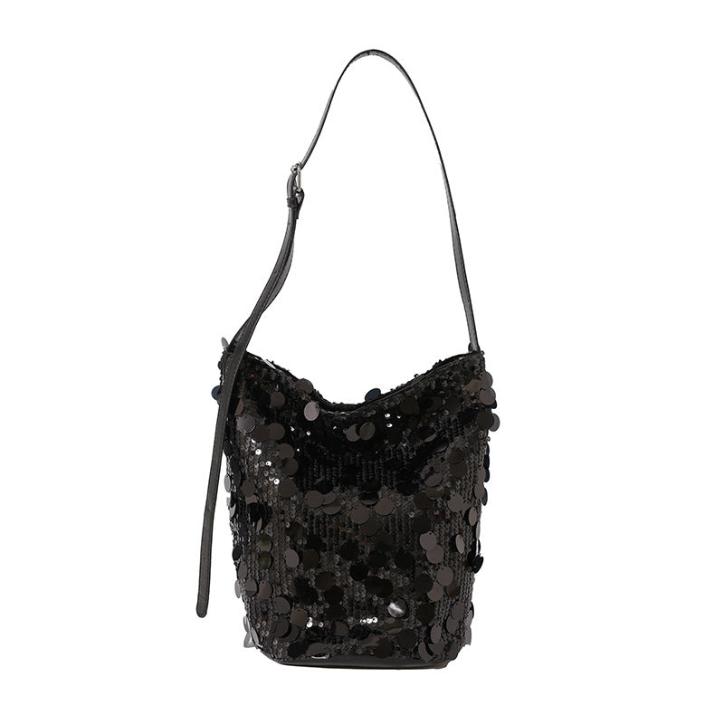 Trendy Sequined Niche Design Bags, Versatile Women's Bags, Chain Crossbody Bags, Single-shoulder Bucket Bags