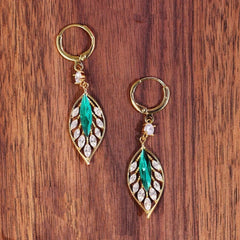 Crystal Zircon Leaf Earrings, Fashionable and Elegant Earrings