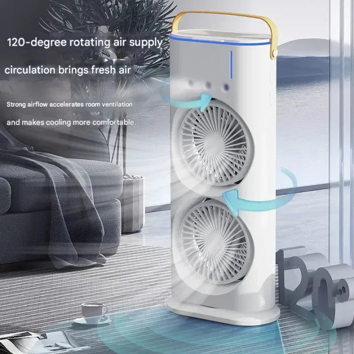 3-in-1 Portable Dual-Head Humidifier Cooling Spray Fan