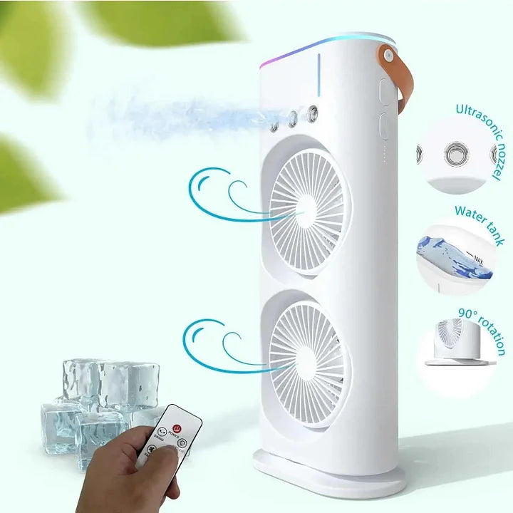 3-in-1 Portable Dual-Head Humidifier Cooling Spray Fan