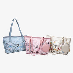 Versatile and Fashionable Teddy Bear Graffiti Bucket Bag