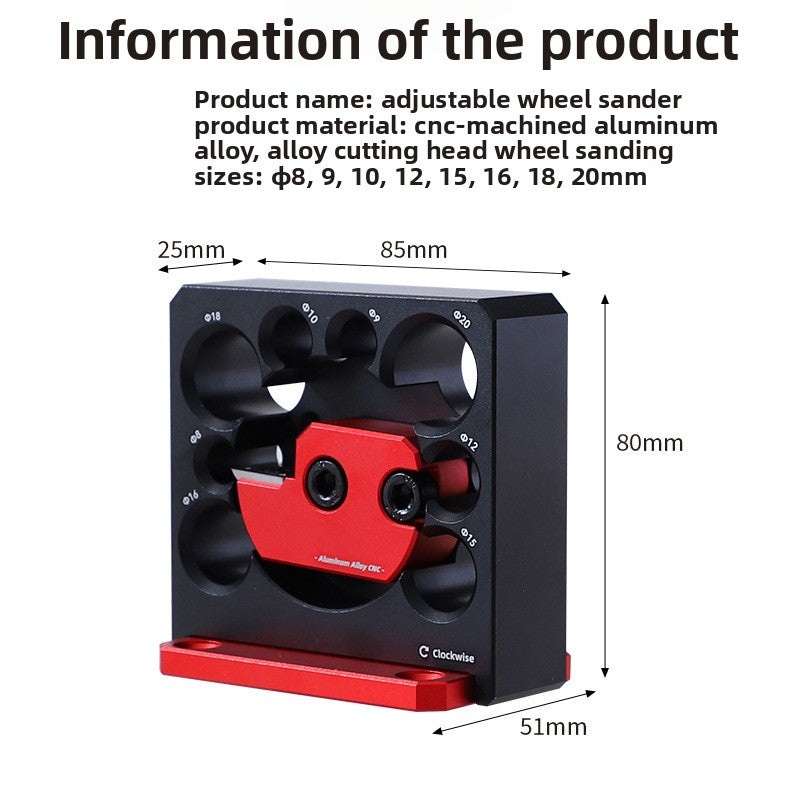 8-hole Adjustable Wooden Rod/dove, Rectangular Strip To Round Strip, Electric Drill Rounding Tool（Includes Wrench, Screwdriver, and Mounting Screws）