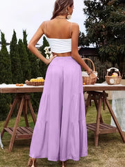 Casual Wide-leg Cotton-linen High-waisted Pants