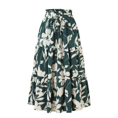 Printed A-line Skirt, Summer High-end Pleated Skirt, Half Skirt for Women