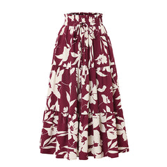 Printed A-line Skirt, Summer High-end Pleated Skirt, Half Skirt for Women