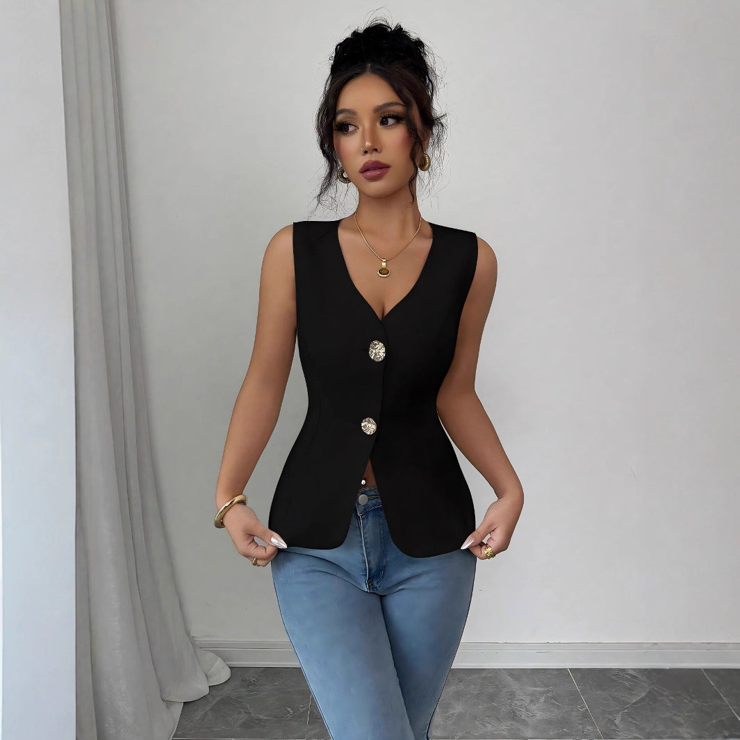 New Summer Fashion Sleeveless Women's Top with A Slimming and Elegant Look
