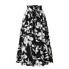 Printed A-line Skirt, Summer High-end Pleated Skirt, Half Skirt for Women