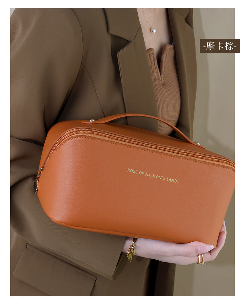 Large Capacity Portable PU Pillow Makeup and Toiletry Storage Bag