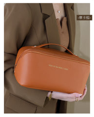 Large Capacity Portable PU Pillow Makeup and Toiletry Storage Bag